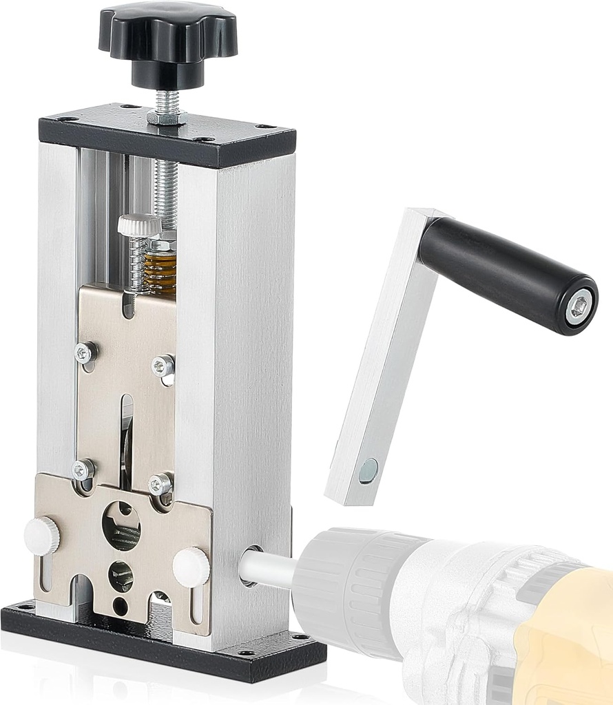 CREWORKS Manual Wire Stripper Machine, 0.06"-0.98" Wire Stripping Machine, Wire Stripping Tool for 1.5-25 mm Scrap Wire Leftover Cable, Copper Wire Stripper with 2 Feed Hole Plates for Power Drill