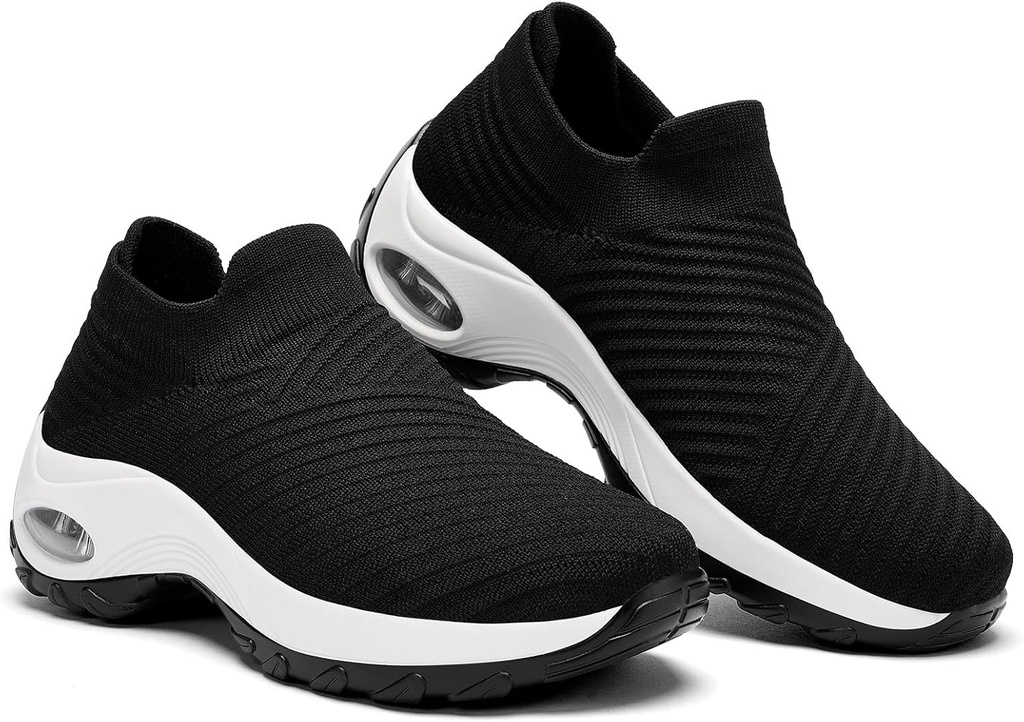 Walking Shoes Women Slip On Sock Sneakers Mesh Non Slip Shoes Air Cushion Platform Loafers