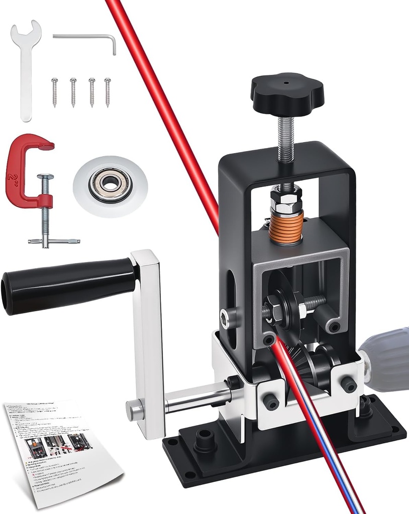 Wire Stripper Machine, 0.06-1 inch Manual Wire Stripping Machine with Replacement Blade, Drill Powered Hand Crank Cable Stripper Tool for Electric Cable Stripping & Scrap Copper Recycling
