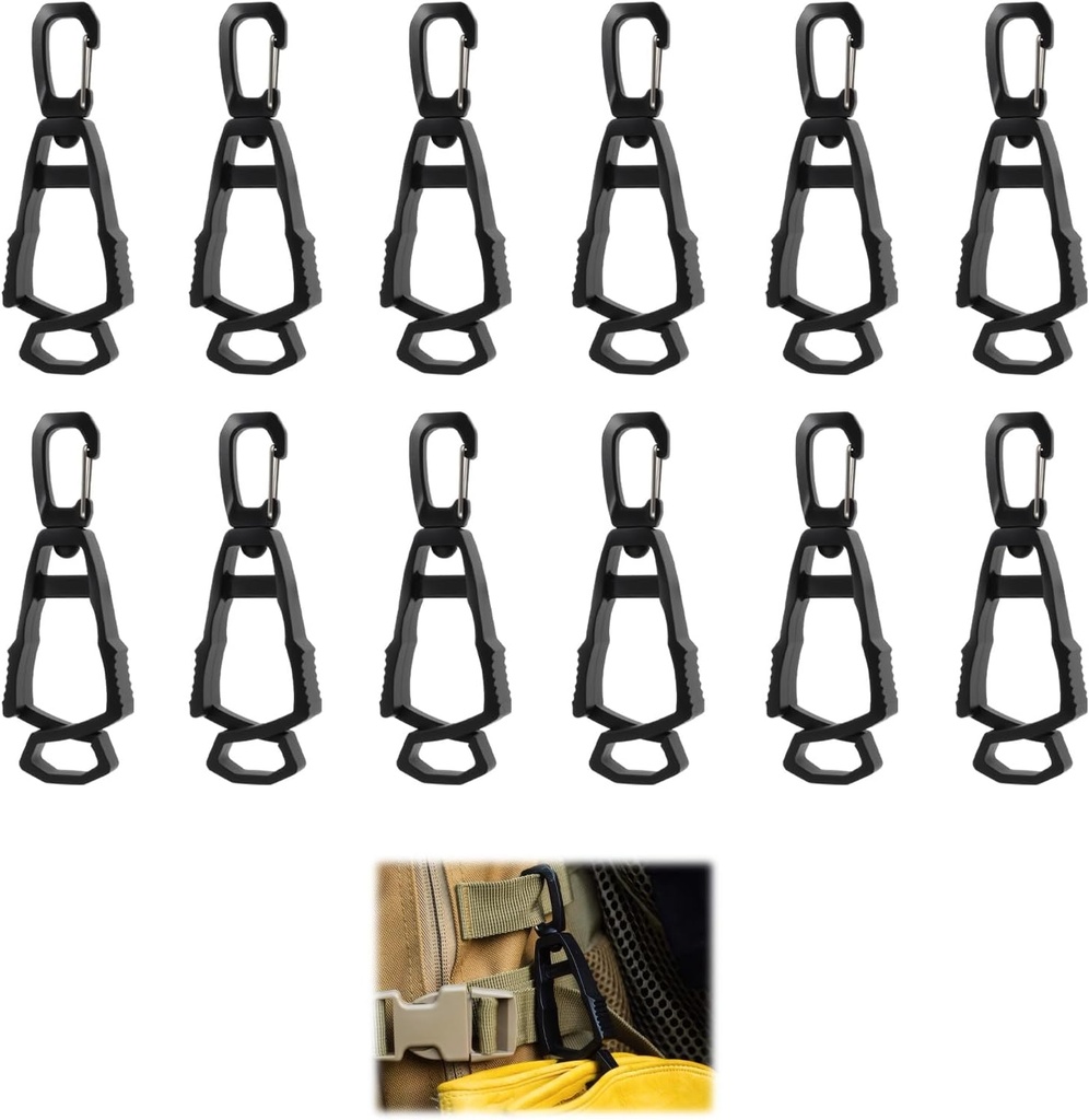12PCS Glove Clips for Work Glove Holders, Powerful Bite Holder Clips for Belt and Pants, Prevent Loss & Free Hands, Ideal Tool Belt Accessories for Construction Gloves, Helmets & More