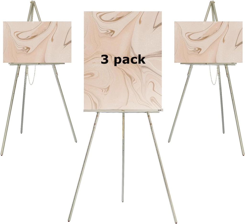 DJAR 3 Pcs 63" Wooden Easel Stand for Sign, Dual-use Adjustable Height, Wood Floor Display Easel for Wedding, Welcome Board, Poster, Picture, Photo- Green