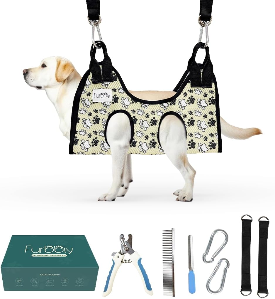 Dog Grooming Hammock – Cat and Dog Hammock for Nail Trim Set with Clippers, Comb – Durable Pet Sling for Nail Trimming – Breathable Fabric Clipper Bag for Small Pets