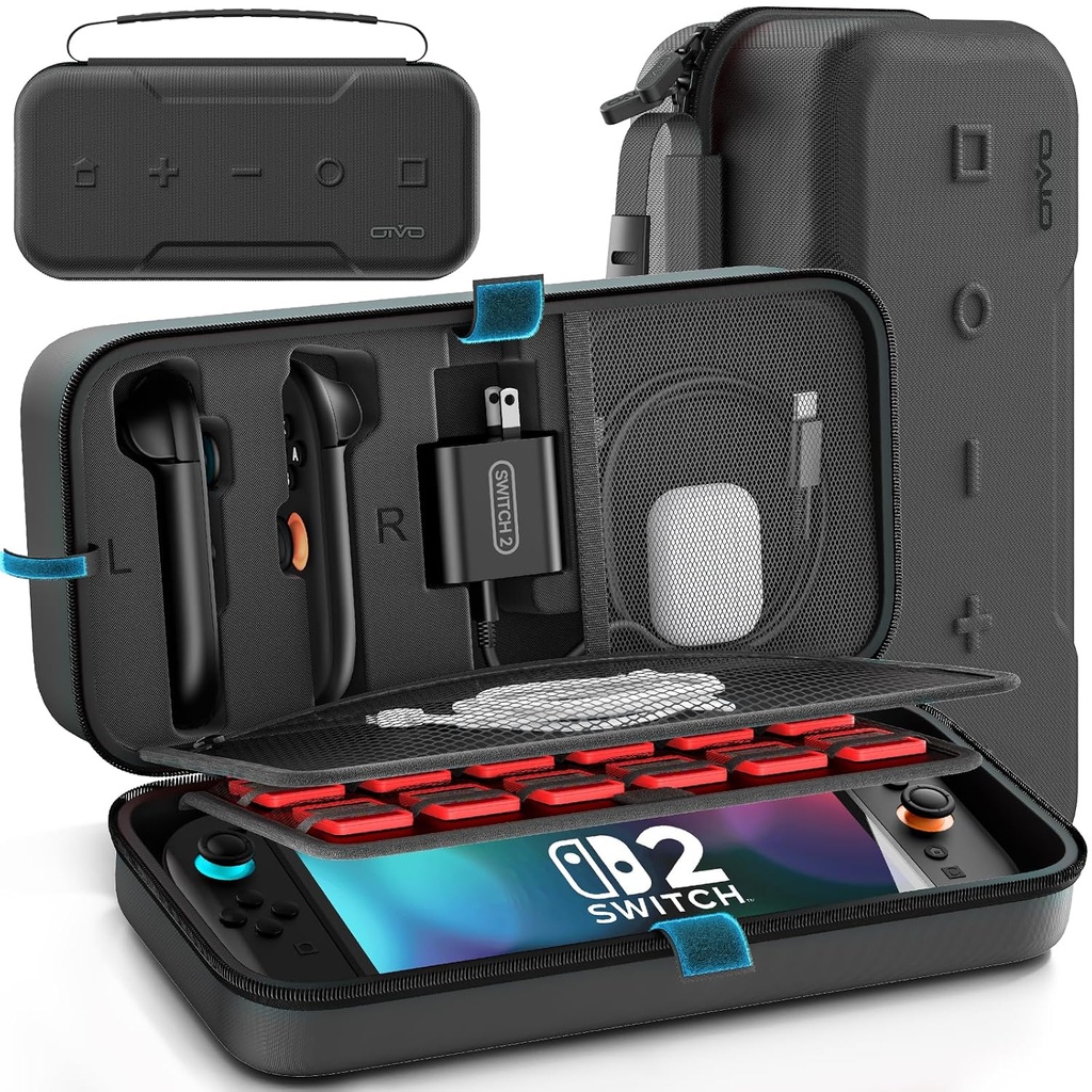 OIVO Carrying Case Compatible with 2025 Nintendo Switch, Portable Switch 2 Travel Carry Case Fit for Joy-Con 2 & Adapter, Hard Shell Protective Pouch Bag with 24 Game Slots, Black