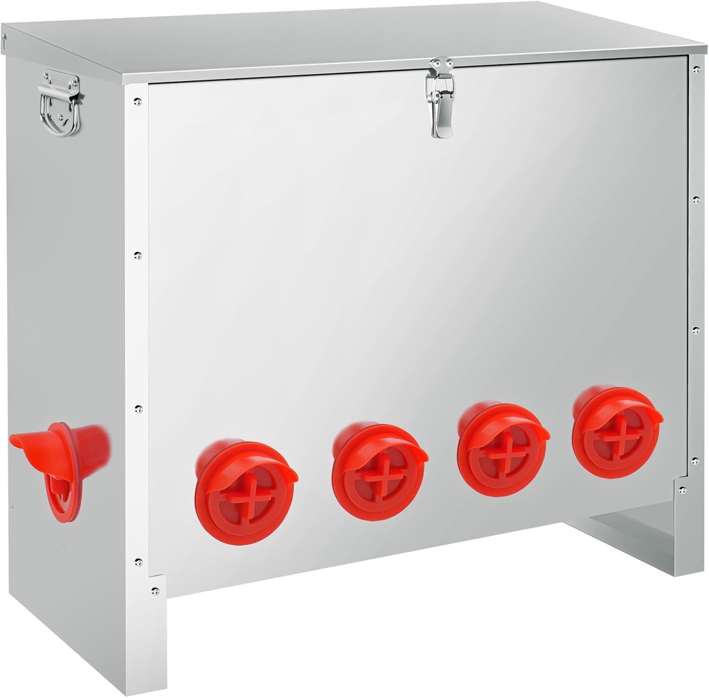 RYFT 85lbs Automatic Chicken Feeder Large Capacity, 10-Port Galvanized Metal Poultry Feeder for Chickens, Geese, Ducks, Turkeys, Quails