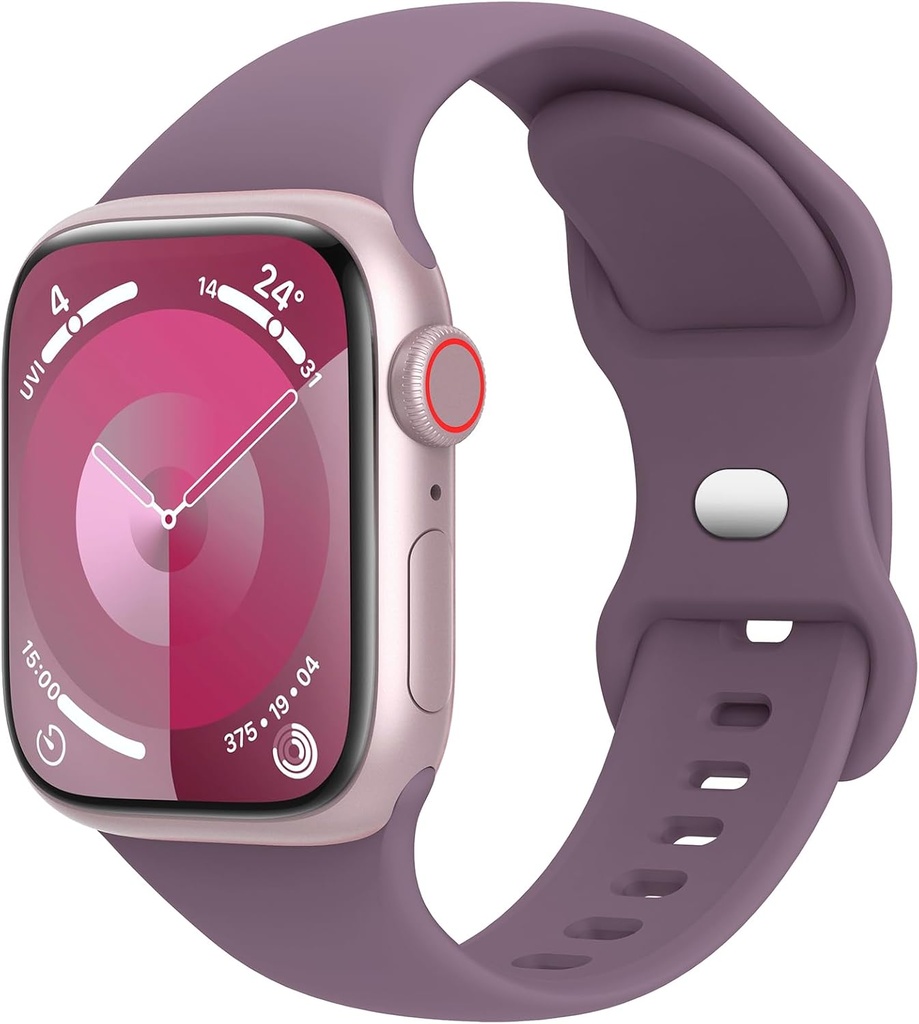 Sport Bands Compatible with Apple Watch Band 38mm 40mm 41mm 42mm 44mm 45mm 49mm Women Men,Soft Silicone Strap for iWatch Series 10 Ultra 9 8 7 6 5 4 3 2 1 SE Smoke Violet