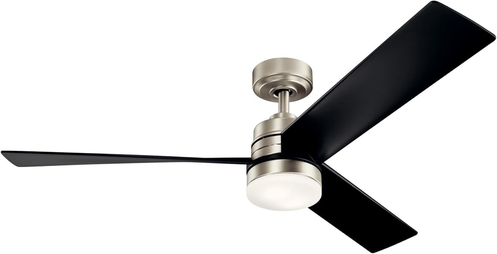 KICHLER Spyn 52 in. Integrated LED Indoor Brushed Nickel Downrod Mount Ceiling Fan with Light Kit and Wall Control 300275NI
